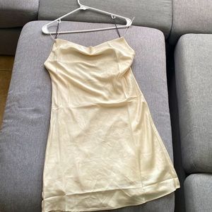 Cream/ivory cowl neck silk slip dress